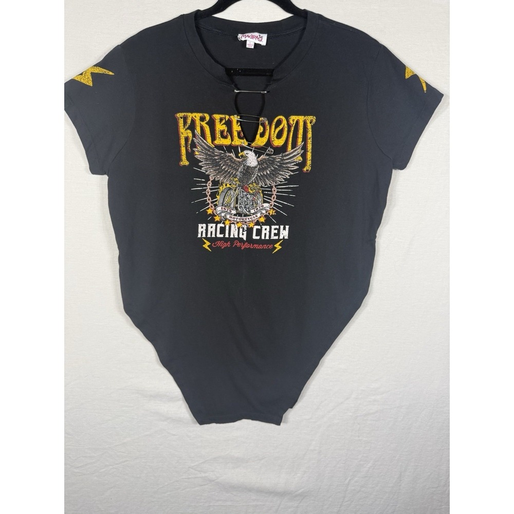 Madrag Women's Black Cotton Freedom Racing‎ Crew T-Shirt Size Large
